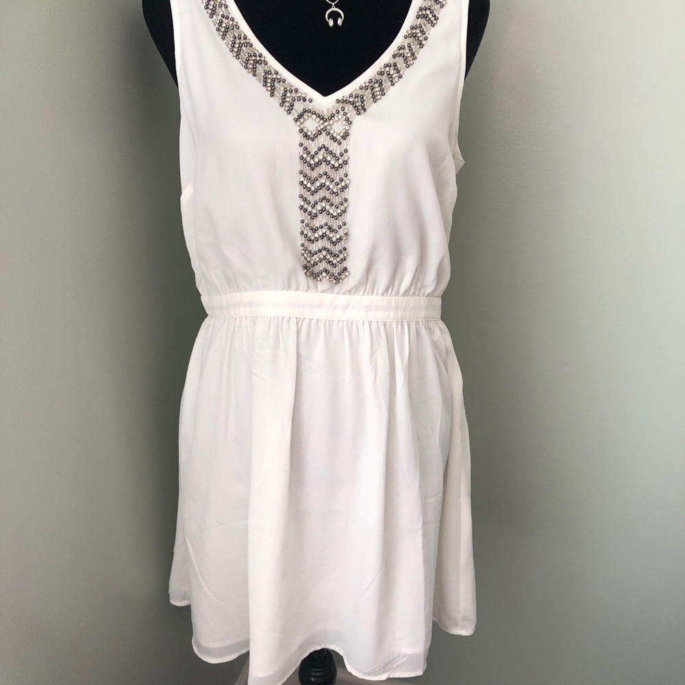 White dress with beaded detail